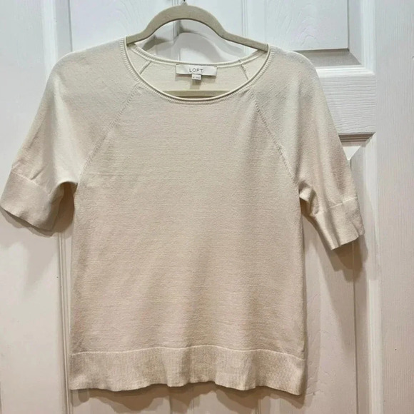 Loft Ivory Short Sleeve Sweater - Picture 1 of 5